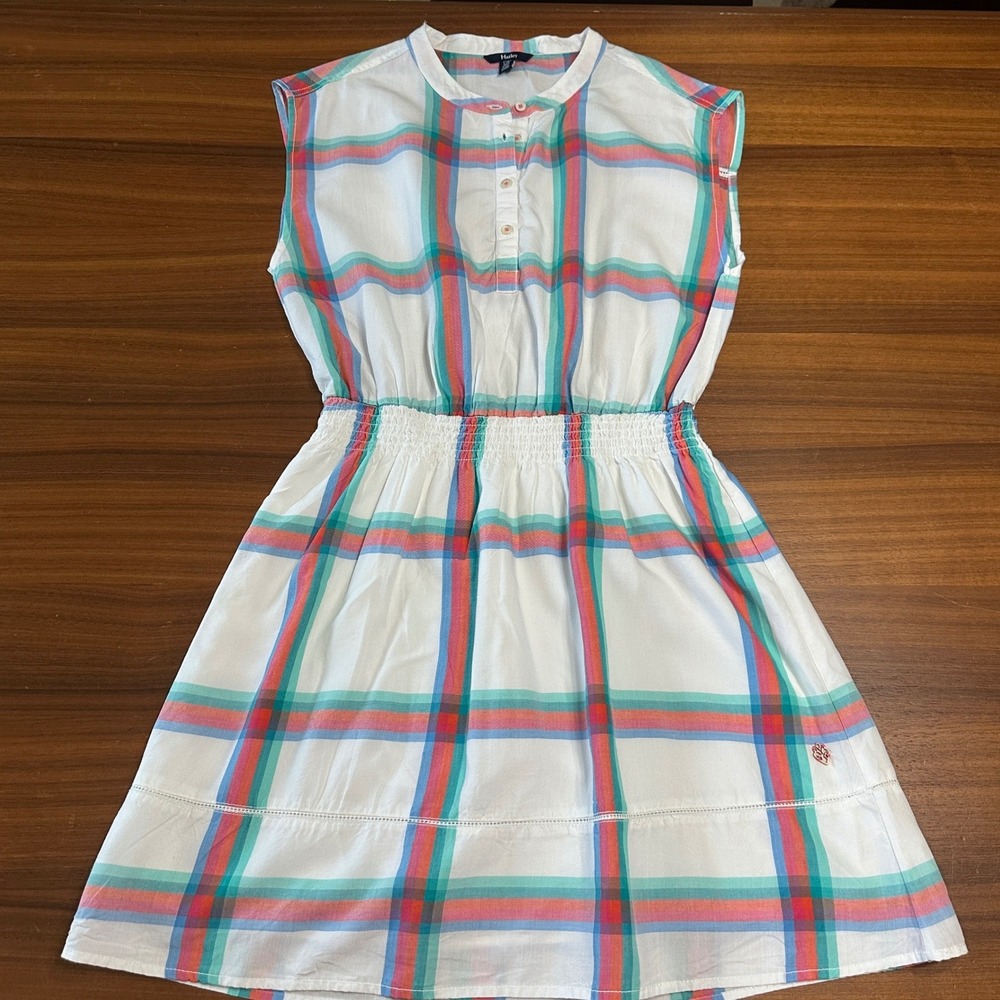 Hatley Womens L Plaid Sleeveless Smocked Waist Abbey Shirt Dress Preppy Retro - Picture 5 of 11